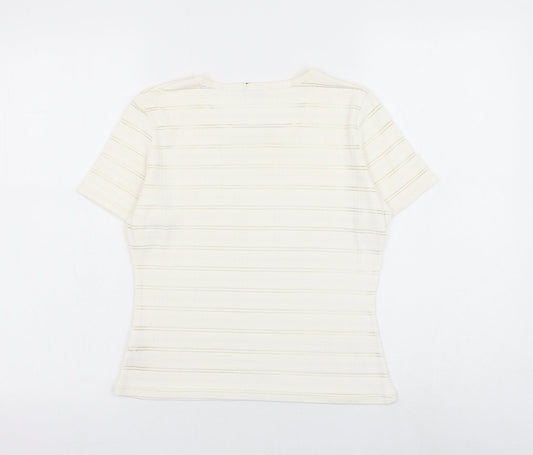 Womens UK Size 10 Debenhams White Basic T-Shirt