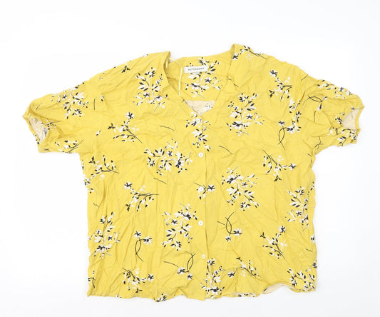 Womens UK Size 14 Autograph Yellow Basic Button-Up