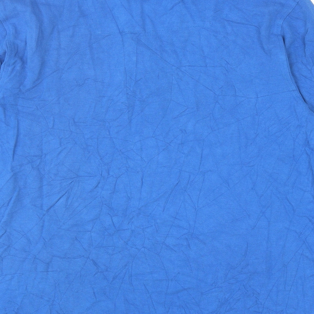 Avenue Mens Blue Cotton Polo Size M Collared Button - League Football