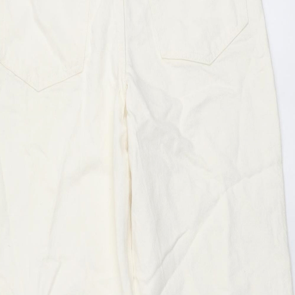 NEXT Womens Ivory Cotton Tapered Jeans Size 6 L25 in Regular Button