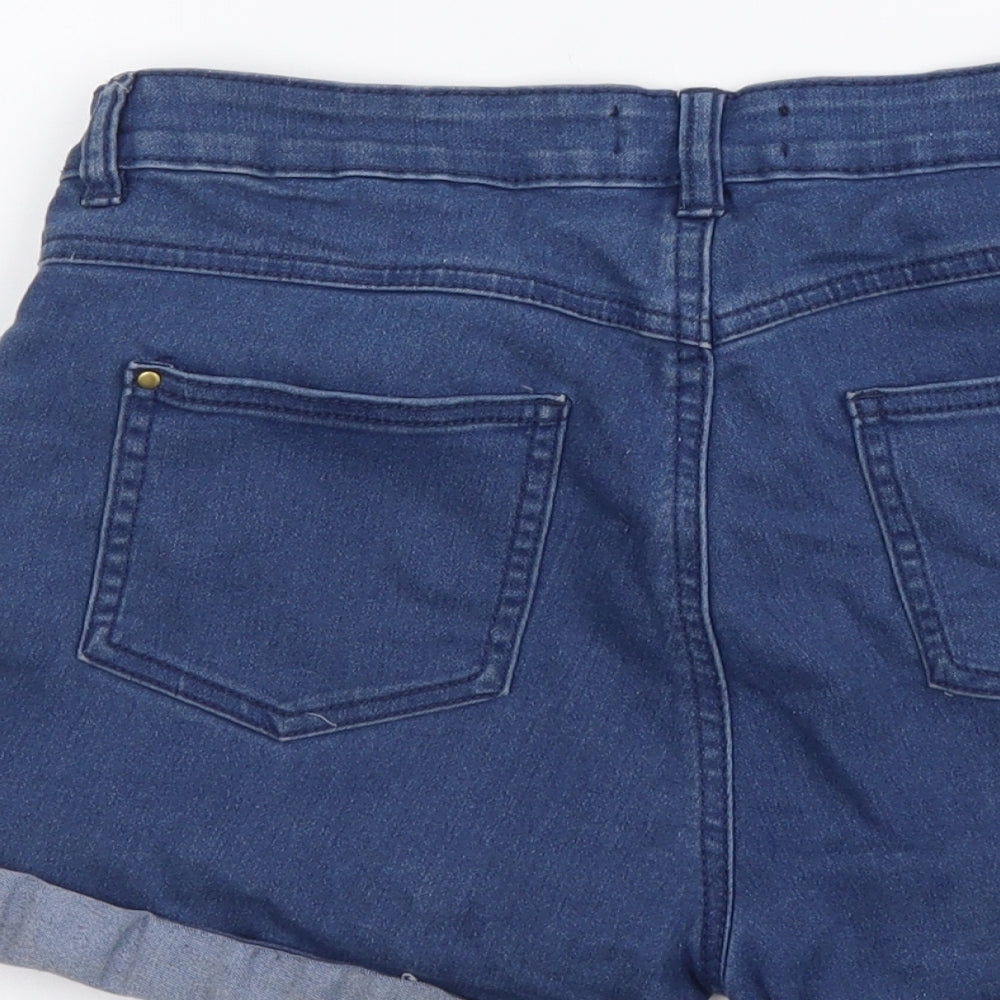 Select Womens Blue Cotton Cut-Off Shorts Size 8 L3 in Regular Button