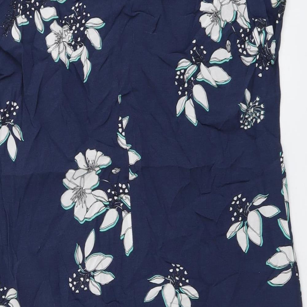 Crew Clothing Womens Blue Floral Viscose A-Line Size 12 V-Neck Pullover