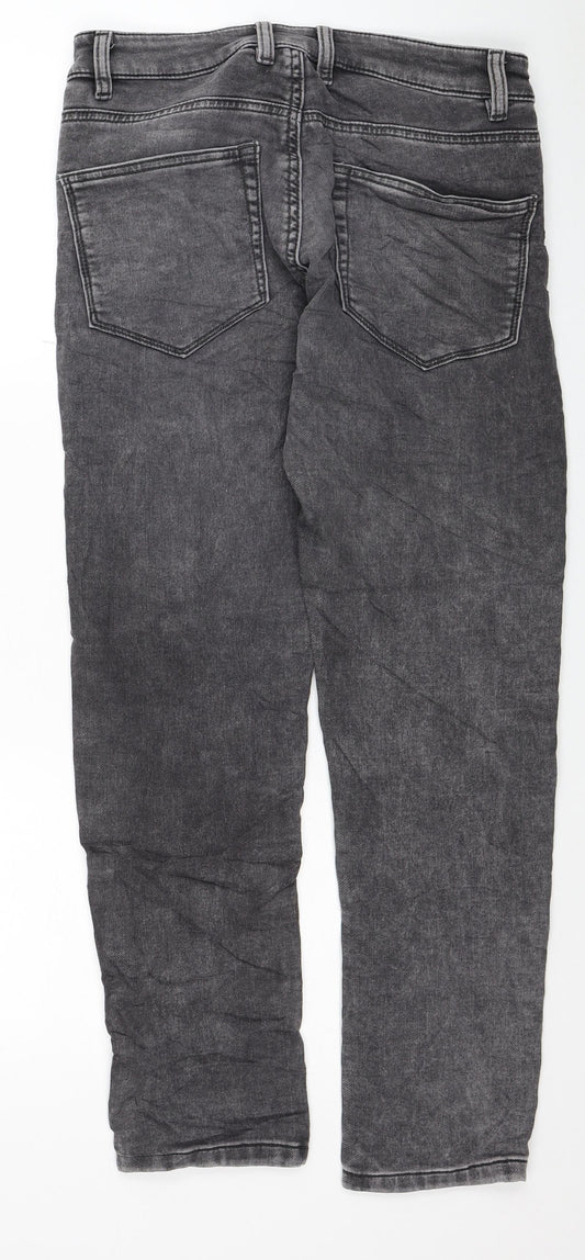 NEXT Womens Grey Cotton Tapered Jeans Size 30 L29 in Slim Zip