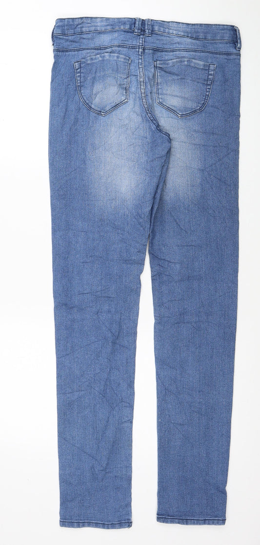 Denim & Co. Womens Blue Cotton Skinny Jeans Size 10 L31 in Regular Zip