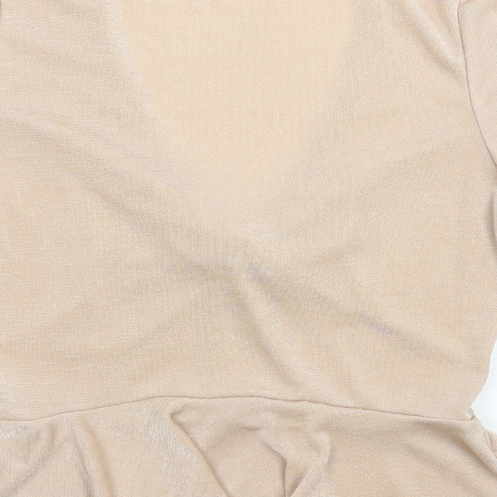 Miss Selfridge Womens Beige Polyester Basic Blouse Size 6 V-Neck - Knot Detail