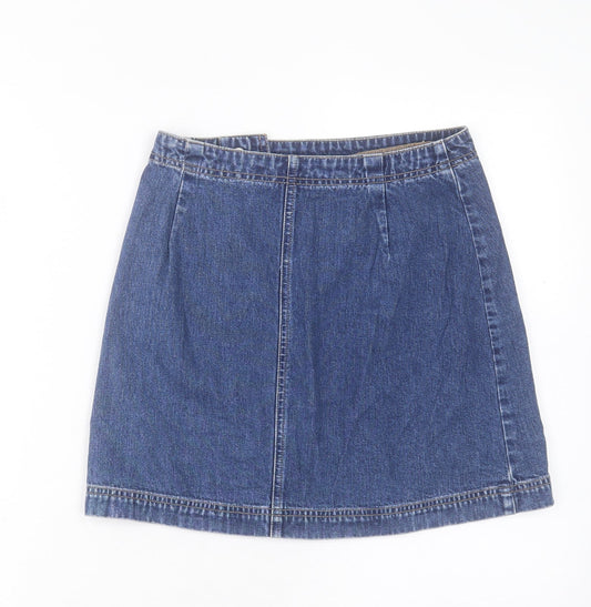 Gap Womens Blue Cotton A-Line Skirt Size 26 in Button