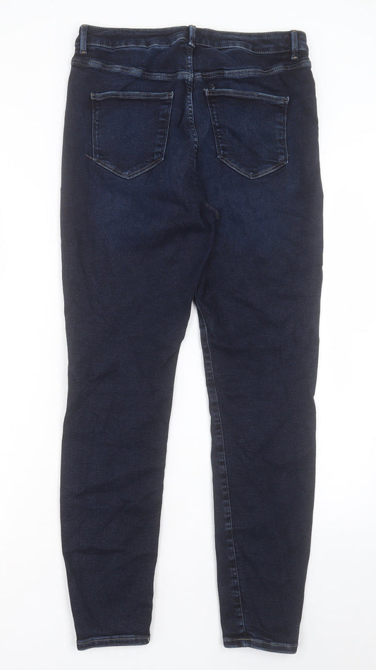 NEXT Womens Blue Cotton Skinny Jeans Size L L28 in Regular Button