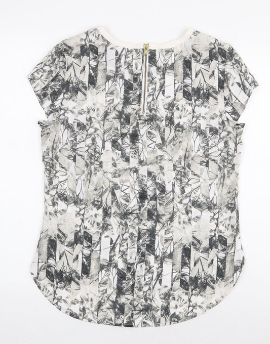 H&M Womens Multicoloured Floral Polyester Basic Blouse Size 8 Scoop Neck