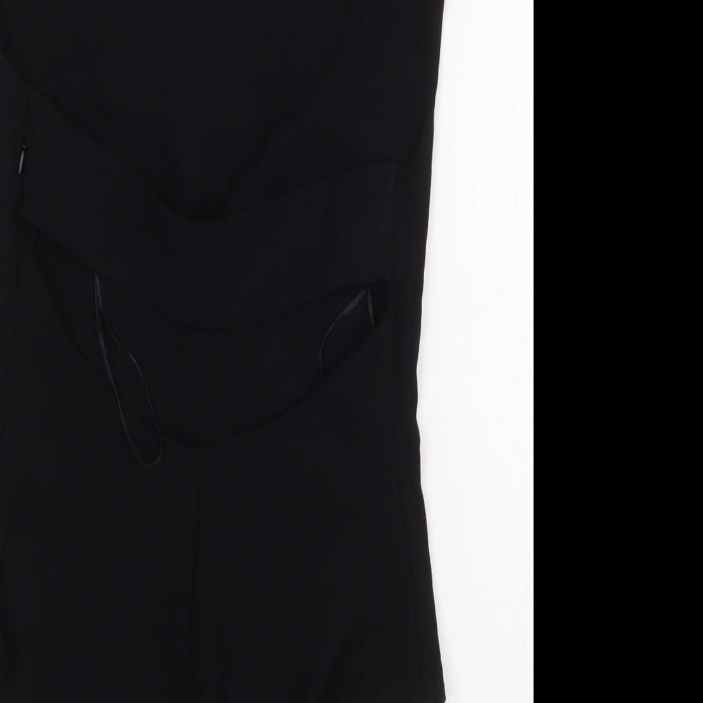 Zara Womens Black Polyester Bodysuit One-Piece Size S Snap - Back Cut Out Detail