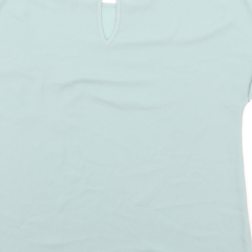 Papaya Womens Green Polyester Basic Blouse Size 10 Round Neck