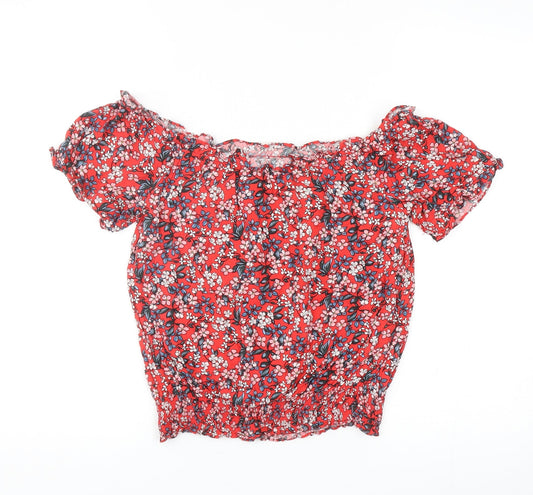 Womens UK Size 8 Oasis Red Cropped Blouse