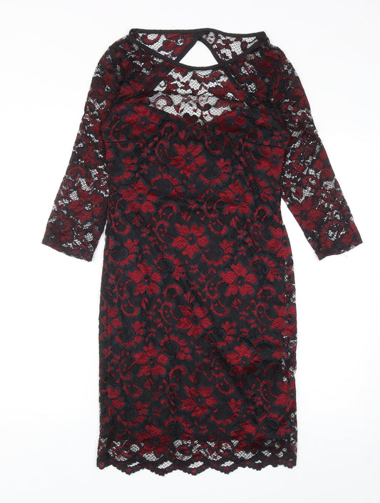 Atmosphere Womens Black Floral Nylon Bodycon Size 10 Boat Neck Pullover