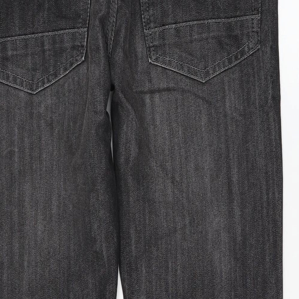 Denim & Co. Womens Grey Cotton Straight Jeans Size 32 in L30 in Slim Zip