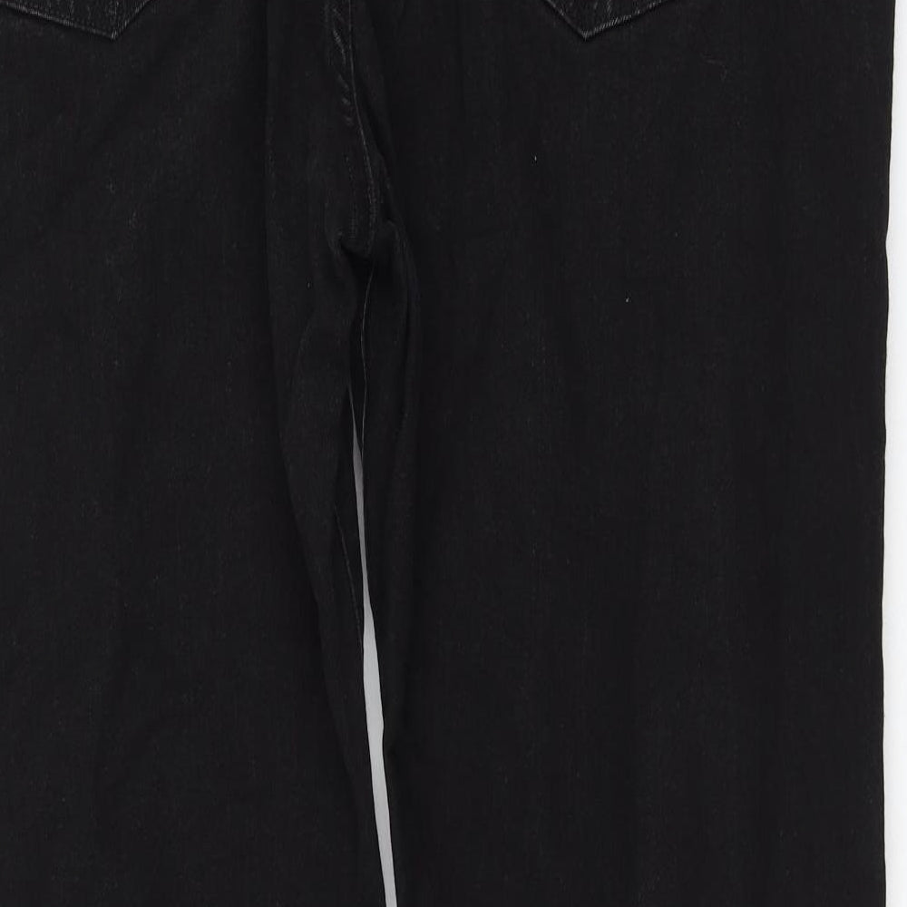 Womens UK Size 42 Preworn Regular Fit Straight Black Jeans