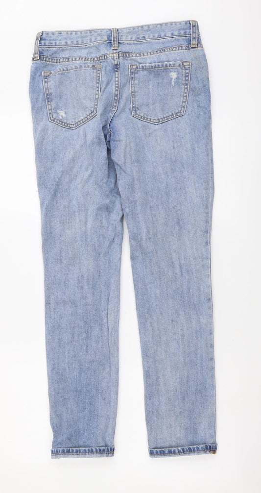 Gap Womens Blue Cotton Boyfriend Jeans Size 4 L28 in Regular Button