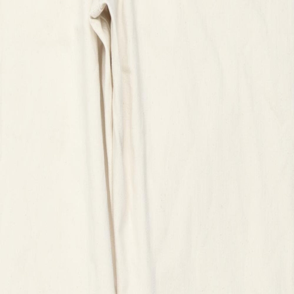 Marks and Spencer Mens Beige Cotton Tapered Jeans Size 32 in L33 in Regular Button