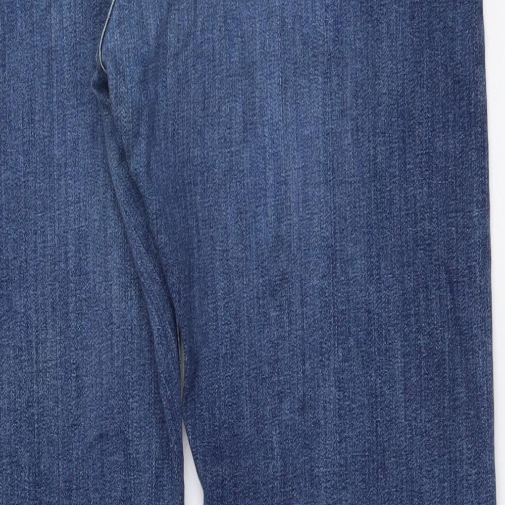 Marks and Spencer Mens Blue Cotton Straight Jeans Size 36 in L31 in Regular Button