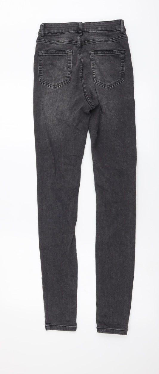 Denim & Co. Womens Grey Cotton Skinny Jeans Size 8 L31 in Regular Button