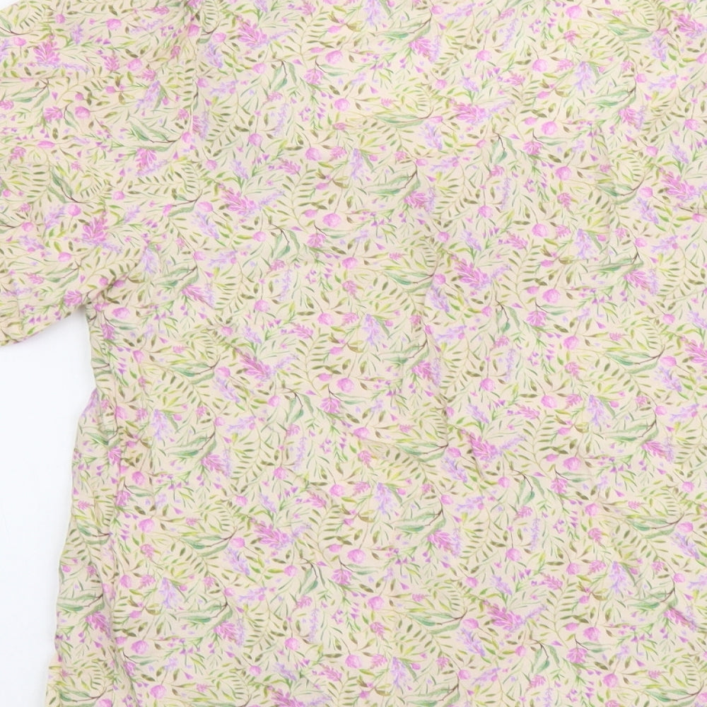 TU Womens Multicoloured Floral Viscose Basic Button-Up Size 10 Scoop Neck