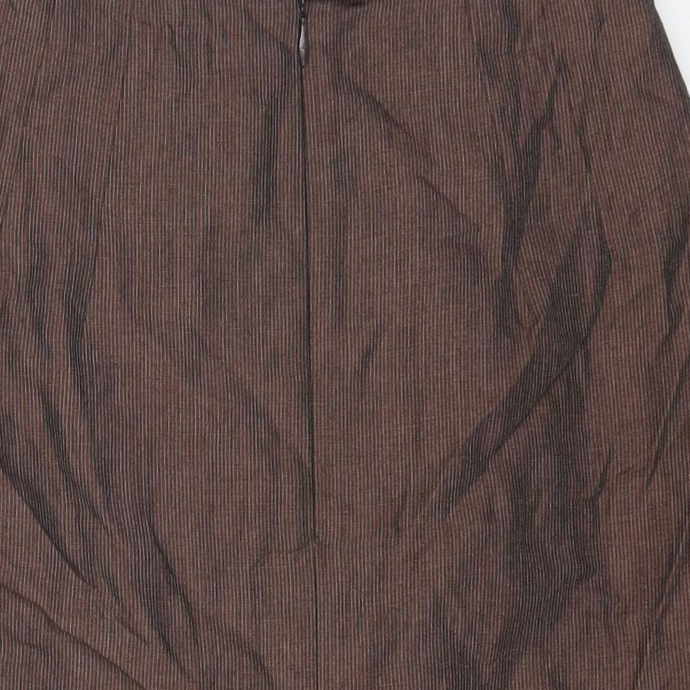 Marks and Spencer Womens Brown Linen Straight & Pencil Skirt Size 12 Zip