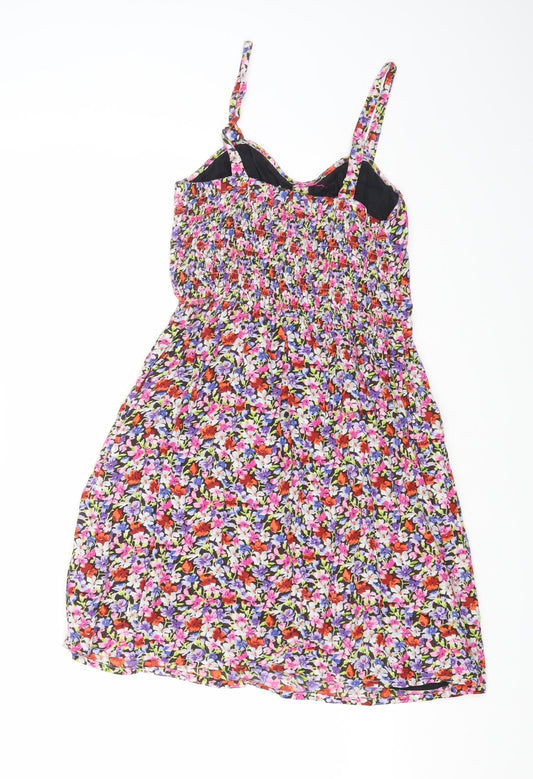New Look Womens Multicoloured Floral Viscose Fit & Flare Size 6 Sweetheart Pullover