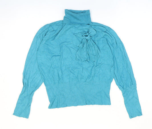 Womens UK Size M Text Blue Pullover Jumper
