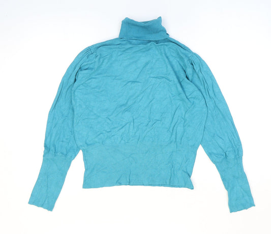 Womens UK Size M Text Blue Pullover Jumper