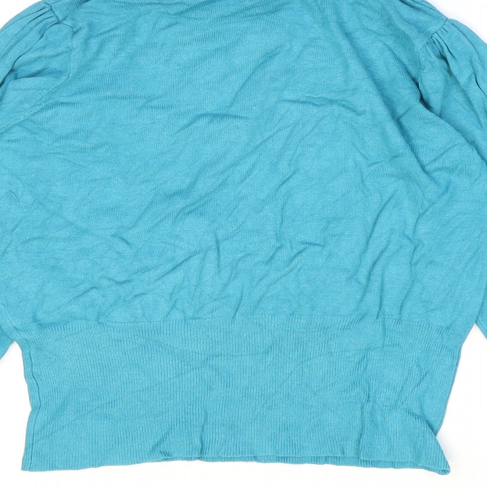 Womens UK Size M Text Blue Pullover Jumper