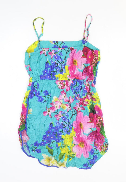 NEXT Womens Multicoloured Floral Viscose Mini Size 10 Off the Shoulder Pullover