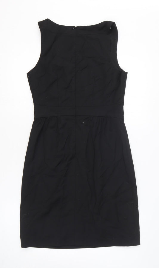 Gap Womens Black Polyester A-Line Size 6 V-Neck Zip