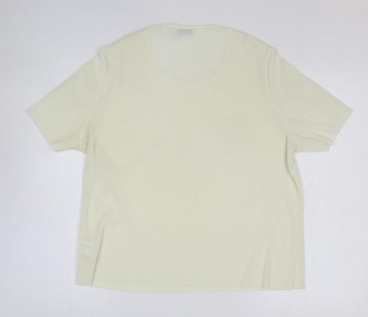 Berkertex Womens Yellow Polyester Basic T-Shirt Size 20 Scoop Neck