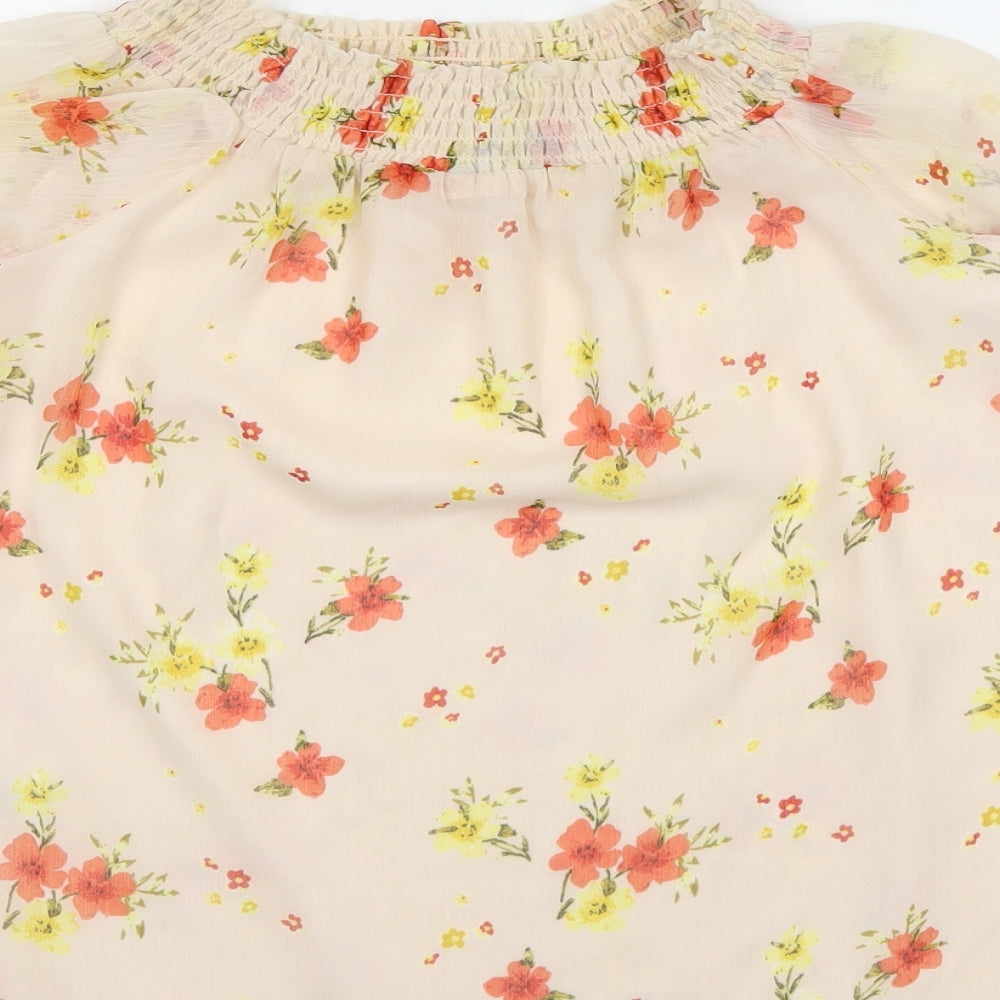 F&F Womens Multicoloured Floral Polyester Basic Blouse Size 10 Round Neck