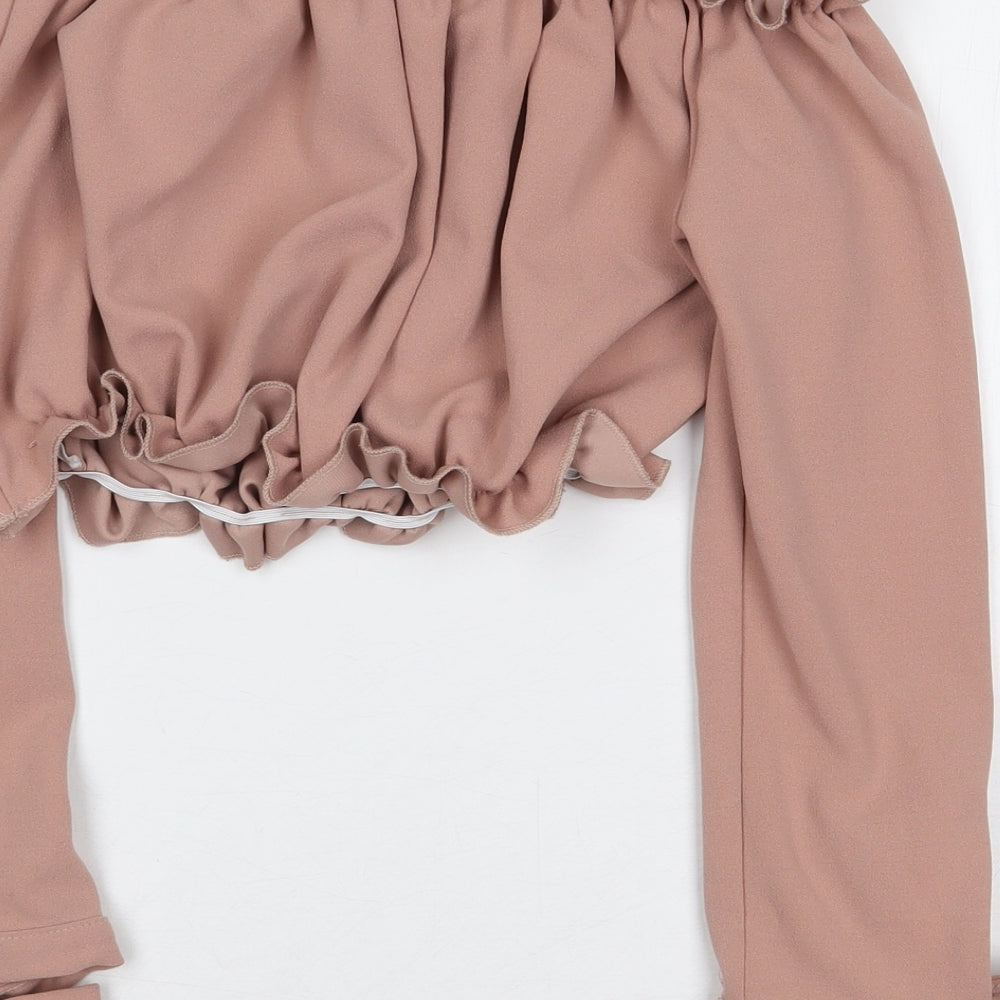 Womens UK Size 10 New Look Pink Cropped Blouse