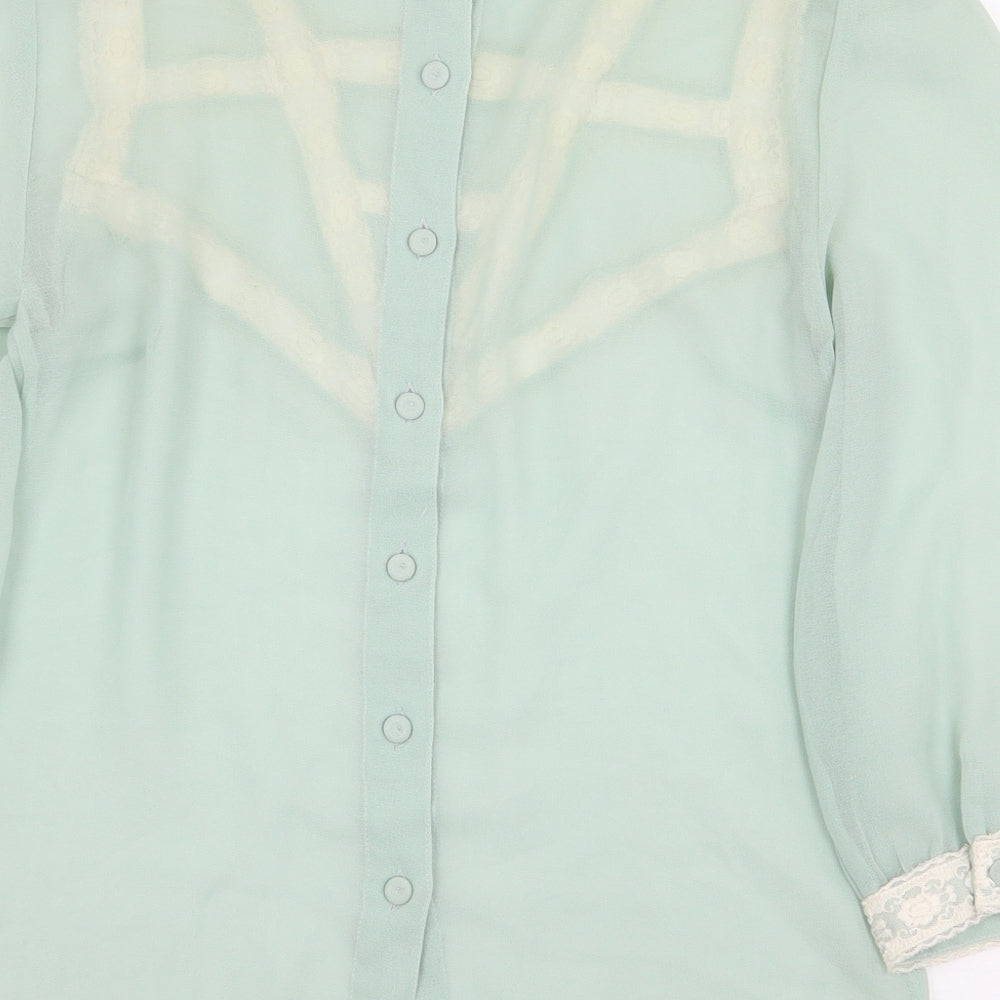 Womens UK Size 6 Topshop Green Basic Blouse