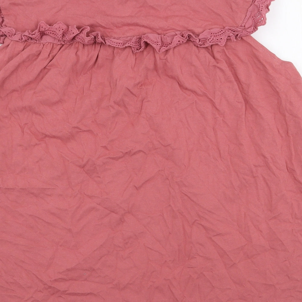 George Womens Pink 100% Cotton Basic Blouse Size 14 Round Neck