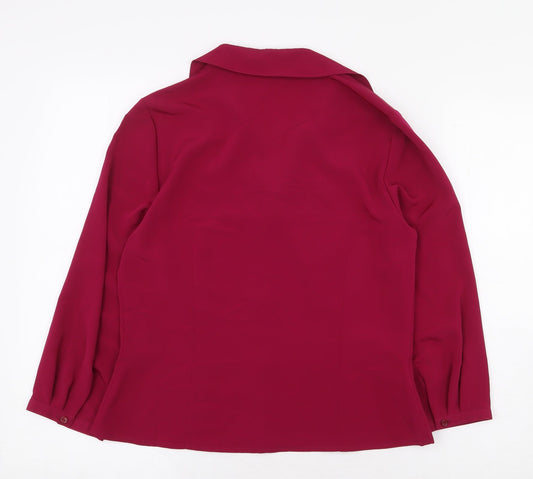 CC Womens Purple Polyester Basic Button-Up Size 10 Collared