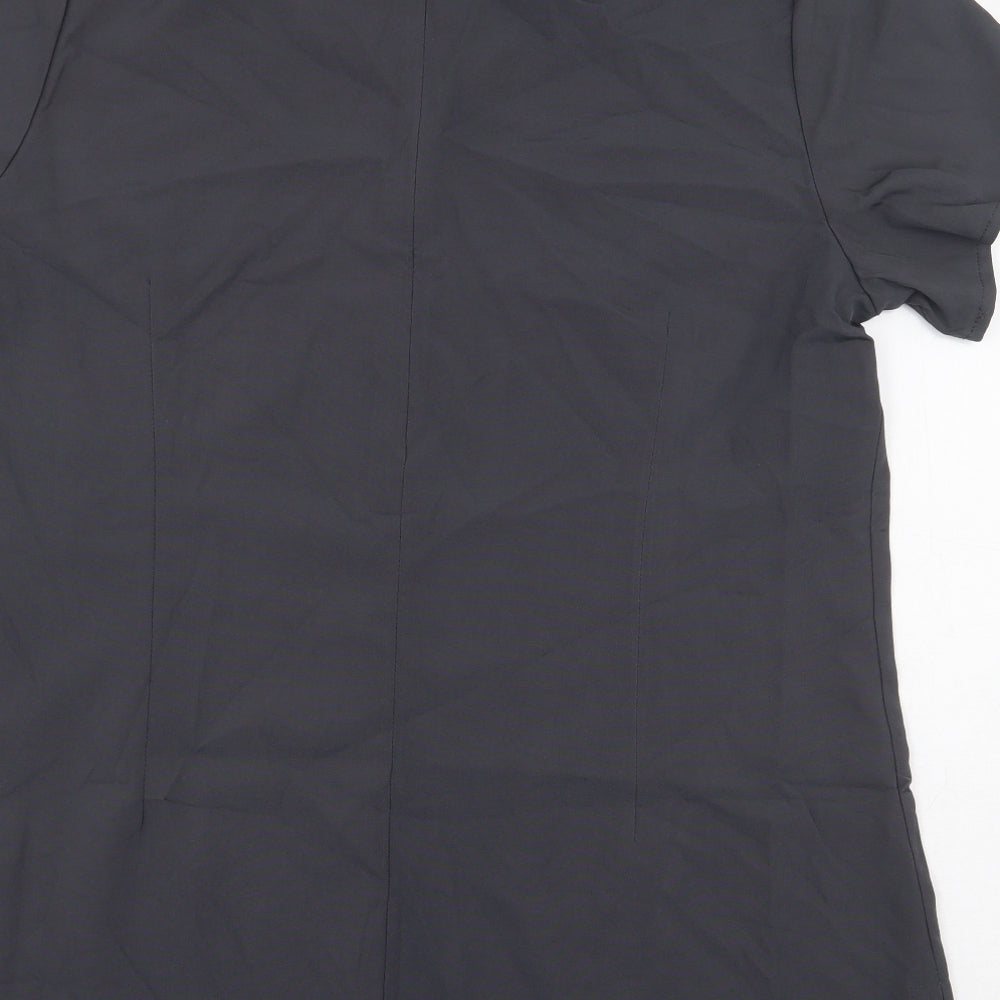 Paris Womens Grey Polyester Basic Blouse Size 16 V-Neck