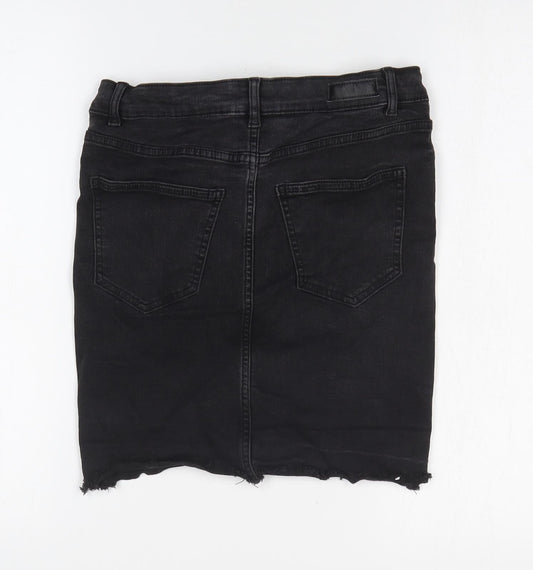 Pieces Womens Black Cotton Straight & Pencil Skirt Size M Zip