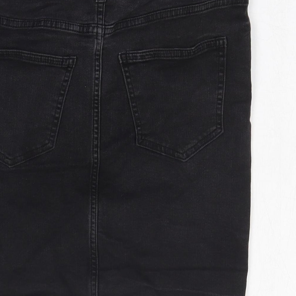 Pieces Womens Black Cotton Straight & Pencil Skirt Size M Zip