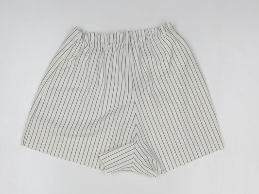 PRETTYLITTLETHING Womens White Striped Polyester Hot Pants Shorts Size 10 L3 in Regular