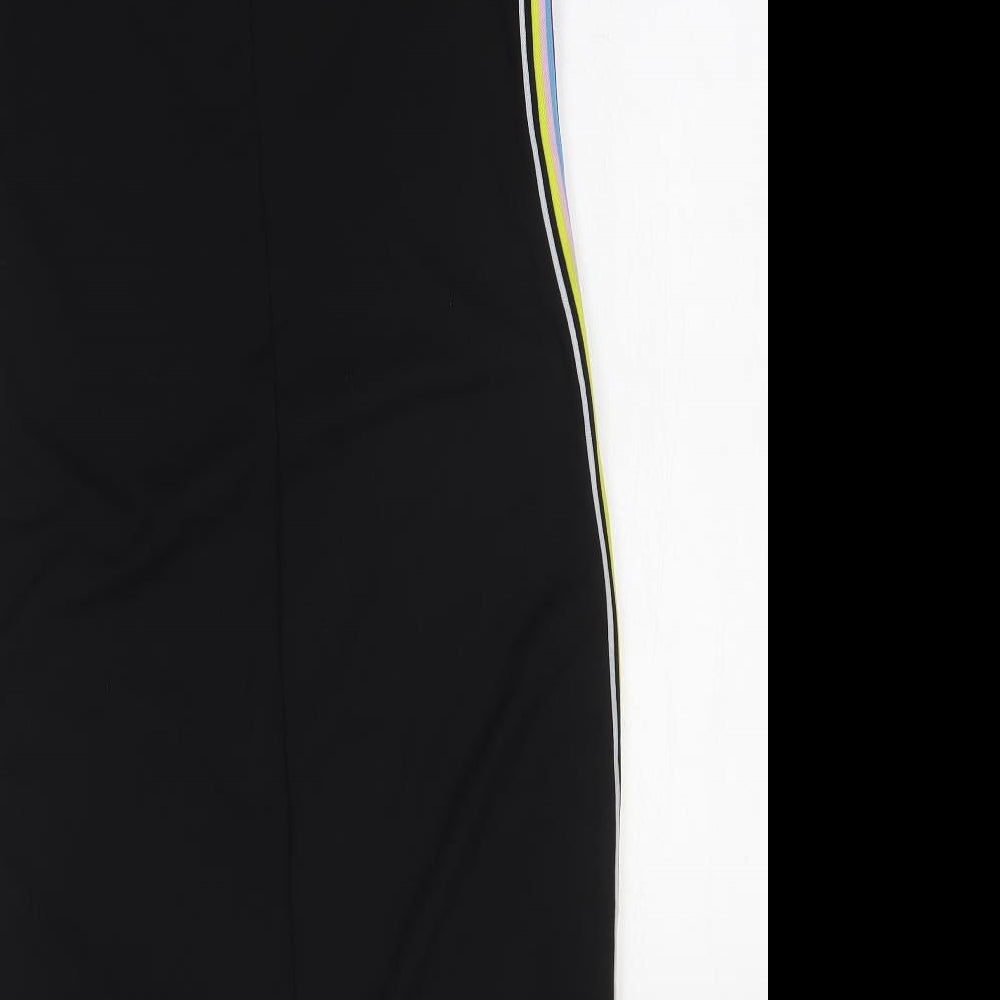 Ayanapa Womens Black Striped Polyester Bodycon Size 14 Halter Pullover