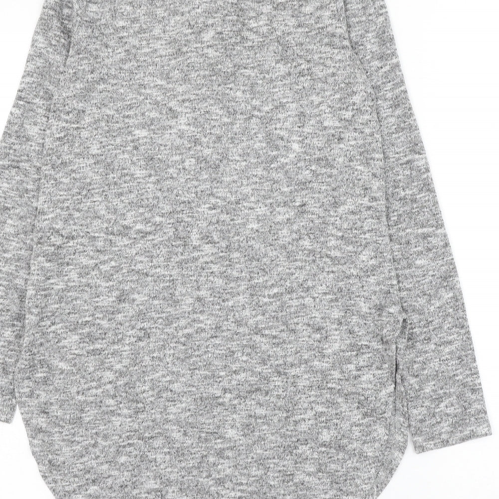 Primark Womens Grey Polyester Basic Blouse Size 10 V-Neck - Lace Up