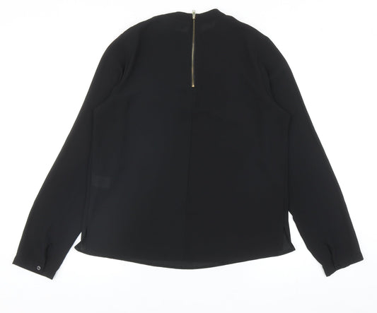 Atmosphere Womens Black Polyester Basic Blouse Size 10 Mock Neck