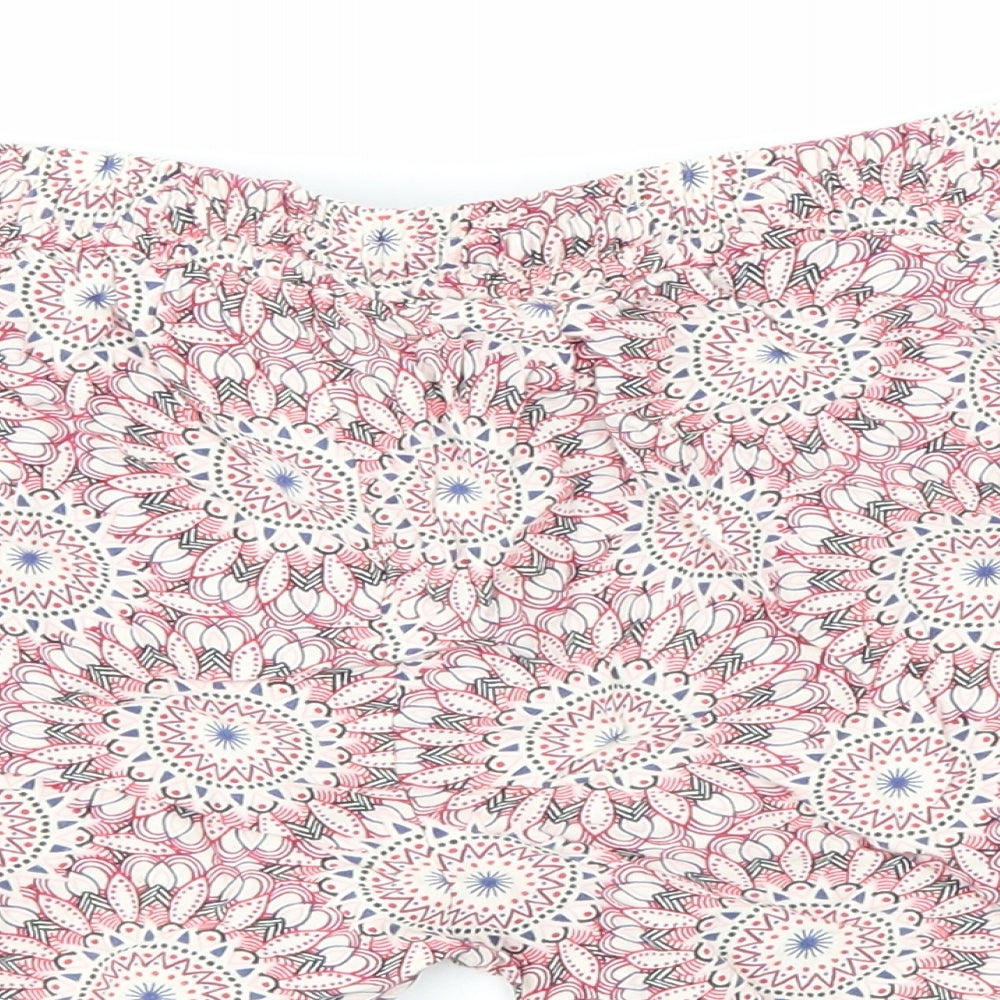 Primark Womens Multicoloured Geometric 100% Viscose Bermuda Shorts Size 8 L3 in Regular Pull On - Summer shorts