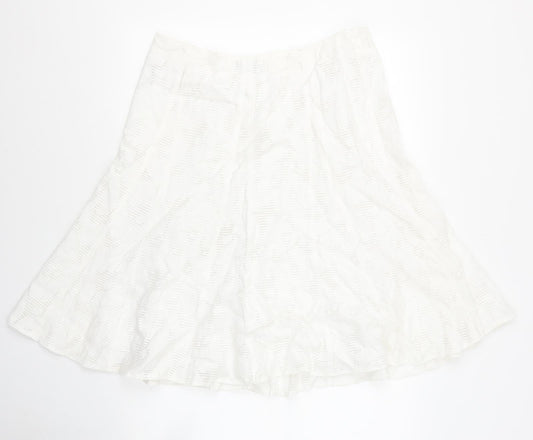 Marks and Spencer Womens Ivory Viscose Flare Skirt Size 14 Zip - Crochet detail