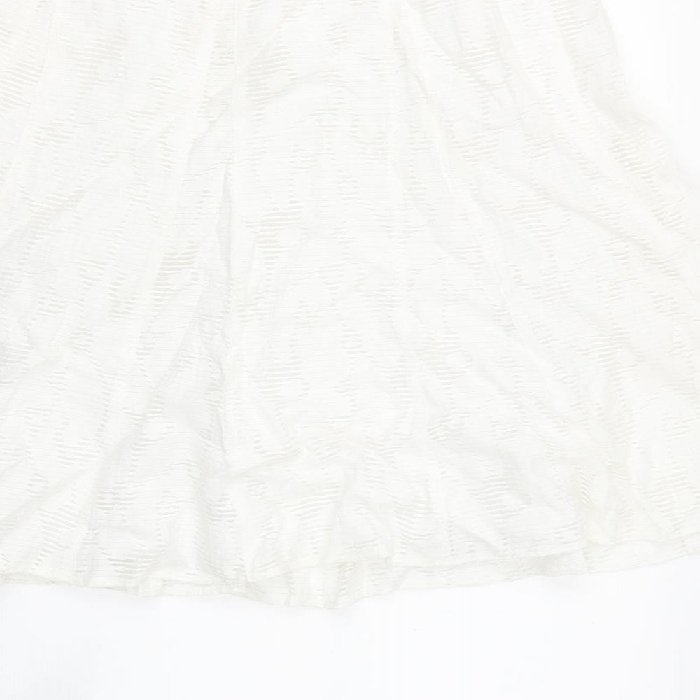 Marks and Spencer Womens Ivory Viscose Flare Skirt Size 14 Zip - Crochet detail