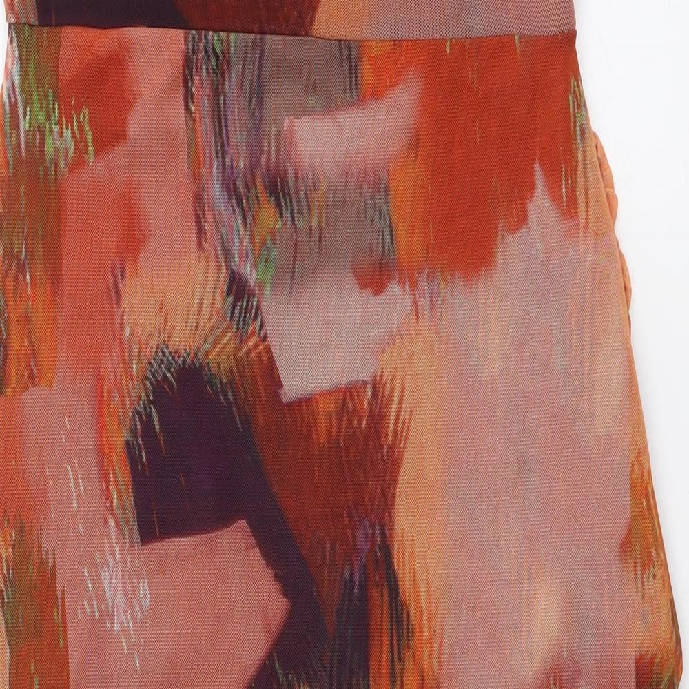 PRETTYLITTLETHING Womens Multicoloured Geometric Polyester Mini Size 6 Off the Shoulder Pullover