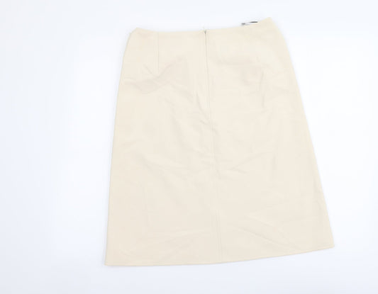 Marks and Spencer Womens Beige Polyester A-Line Skirt Size 10 Zip