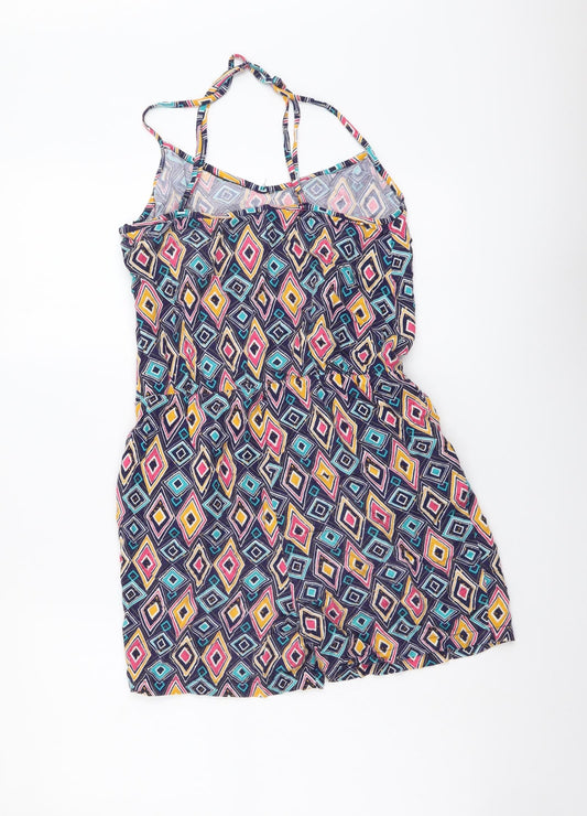 NEXT Womens Multicoloured Geometric Viscose Playsuit One-Piece Size 6 Pullover