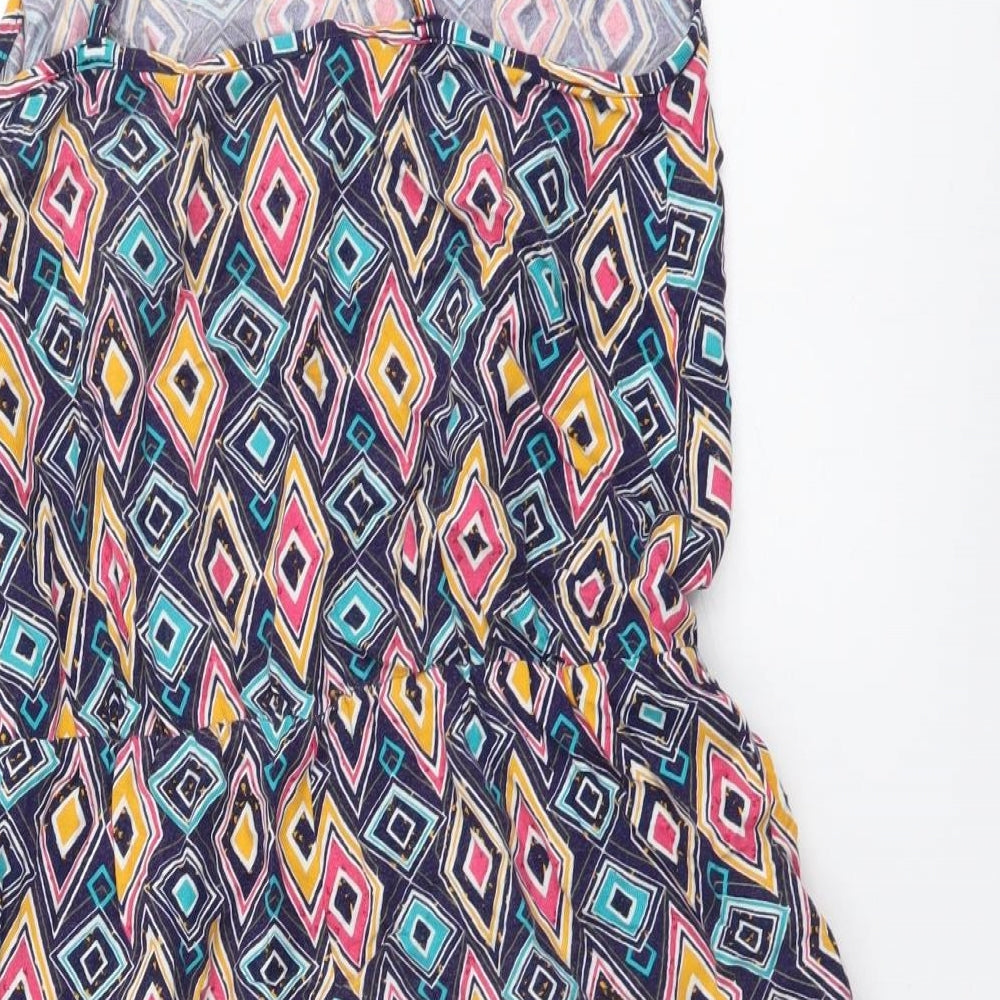 NEXT Womens Multicoloured Geometric Viscose Playsuit One-Piece Size 6 Pullover